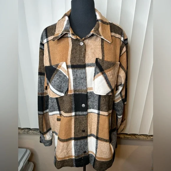 Ashley by 26 International Plaid Brown Black Jacket Size Large - Picture 2 of 8